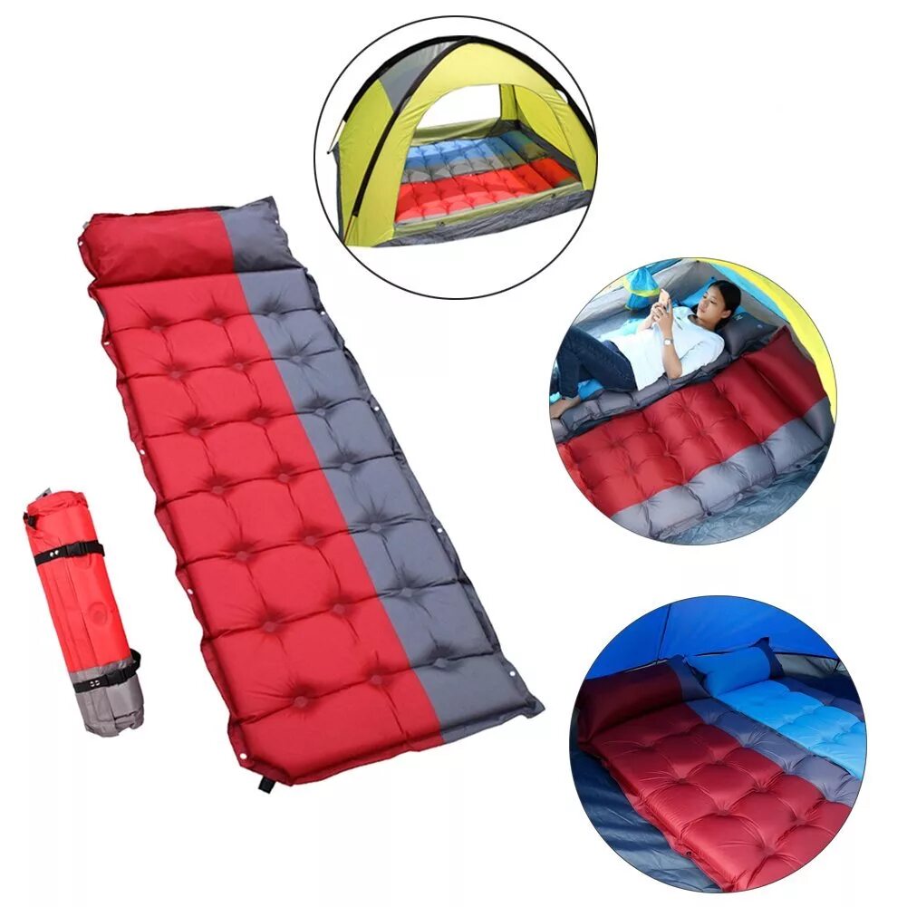 Camping mats. Camping mat самонадувающиеся коврики (198x70x5.0 красный). ecos camping коврик самонадувающийся. коврик самонадувающийся с алиэкспресс. 68058 easy inflate camp mat.