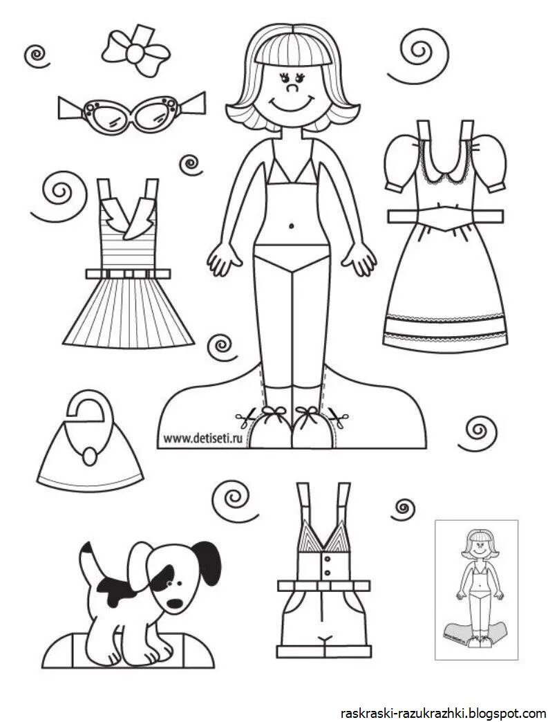 Раскраски одевалки для девочек. Бумажная кукла раскраска. Раскраска кукла с одеждой. Кукла с одеждой для вырезания.