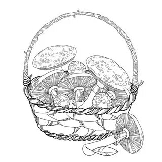 Рисуем корзину с грибами