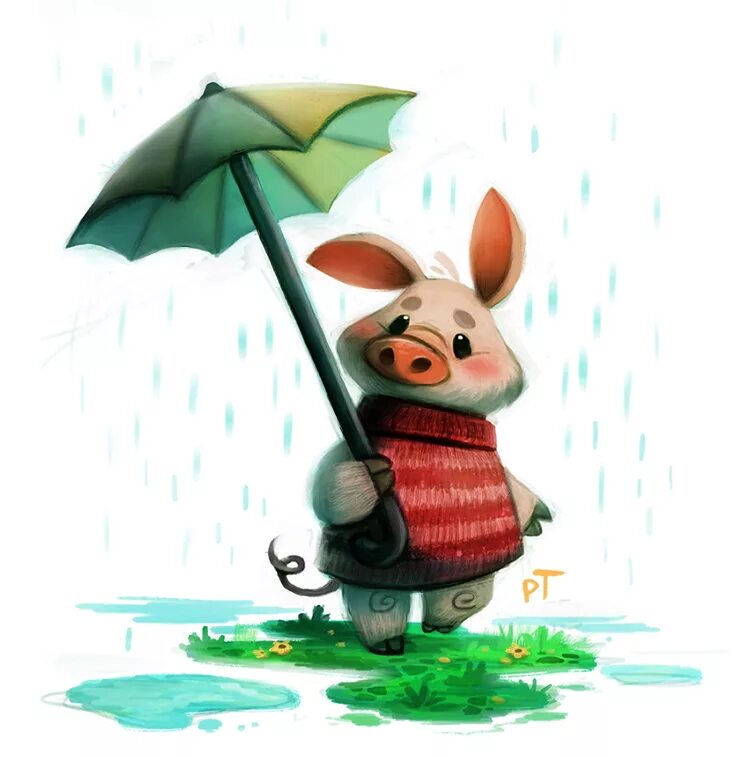 Пятачок кажется дождь. Хрюшка с зонтиком. Свинья с зонтом. Поросенок под дождем. Пятачок с зонтиком.