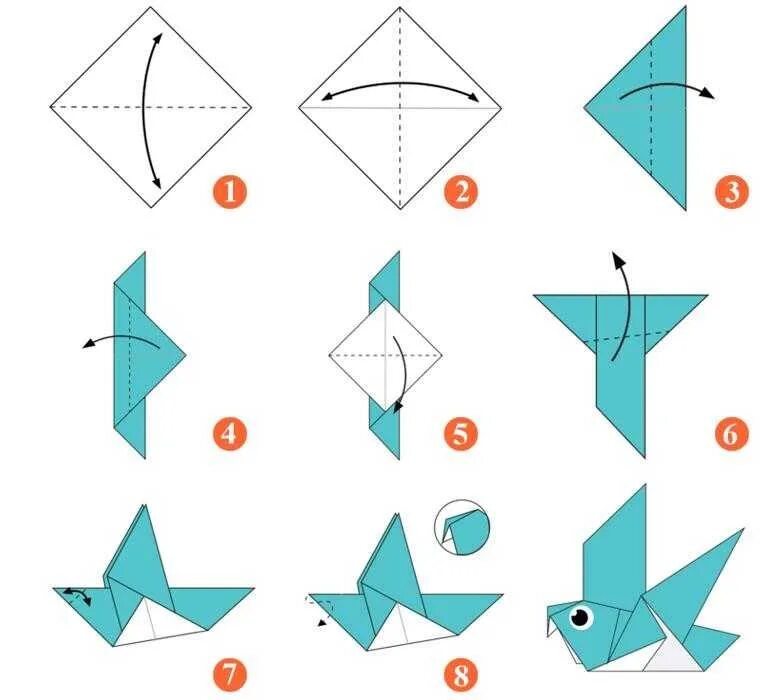 Простой способ оригами. Голубь из бумаги оригами пошагово для детей. Птичка из бумаги схема складывания пошагово. Оригами птица из бумаги пошаговая инструкция для детей 5 лет. Оригами из бумаги пошагово 3 класс.