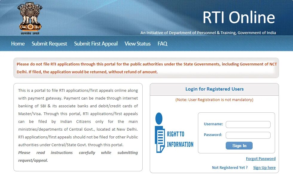 Register for an Internet Banking. Krti. Gov. Not registered user CTA.