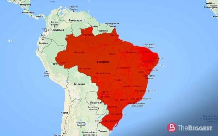 Бразилия место на карте. Федеративная Республика Бразилия на карте.