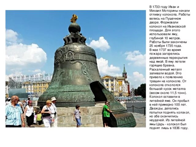 В каком веке был создан царь колокол. Царь колокол в москве.