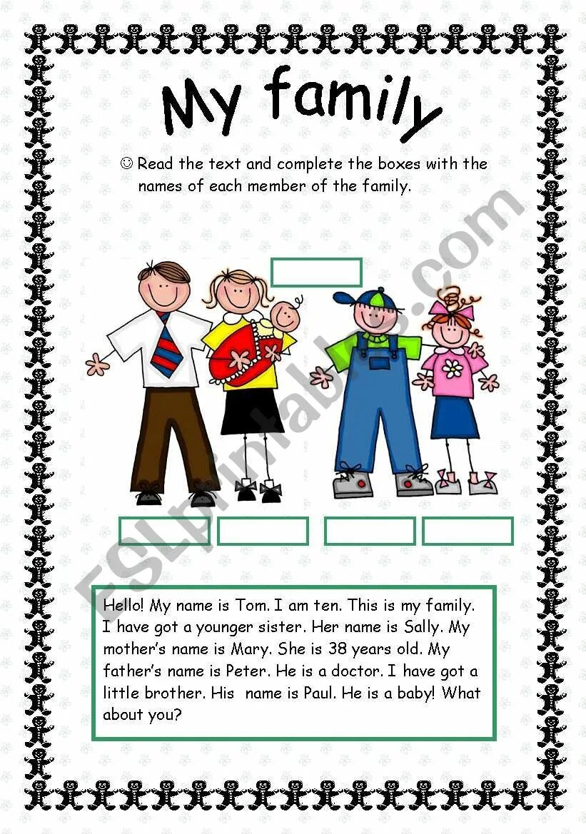 My family text. Задания на тему my family. my family задания по английскому. чтение my family for kids. my family английский язык упражнение.