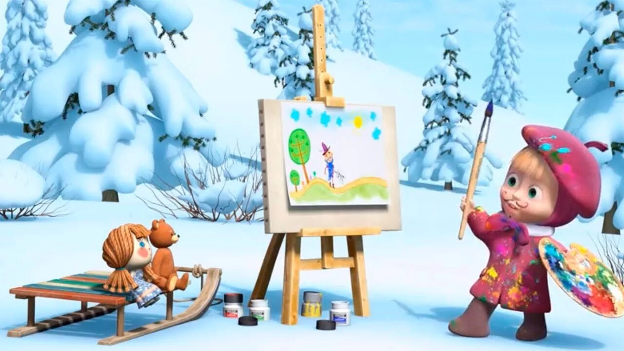 Маша и медведь Маша художница. Маша и медведь Маша рисует. Маша и медведь песня рисовать