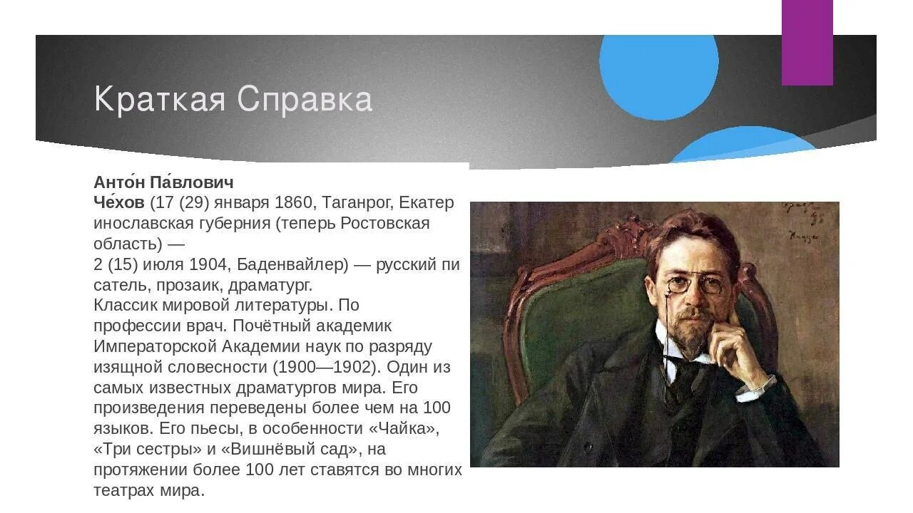 Жизнь справок не дает содержание читать. Достижения Антона Павловича Чехова.