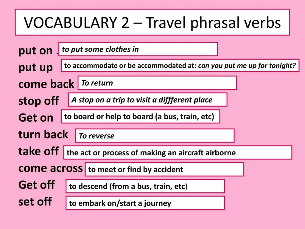 Phrasal verbs словарь. Фразовые глаголы путешествия. Phrasal verbs Vocabulary. Phrasal verbs поездка. Why do you put