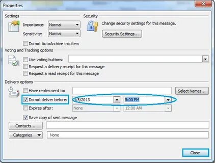 Отложенная отправка в outlook