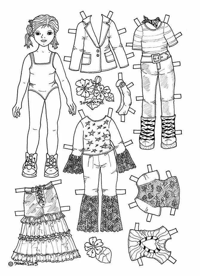 Распечатать куклу с одеждой. Раскраска кукла с одеждой. Бумажная кукла раскраска. Кукла с одеждой для вырезания. Бумажная кукла с одеждой раскраска.