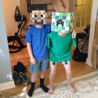 How to Make Minecraft Steve and Creeper Heads Cadılar Bayramı Kostümleri, M...