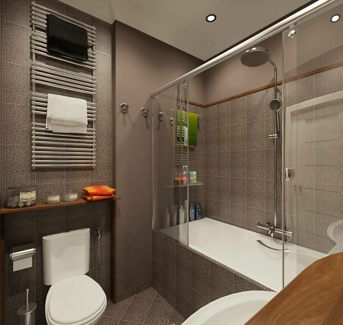 Интерьер ванной комнаты, совмещенной с туалетом Idée pour petite salle de bain, 