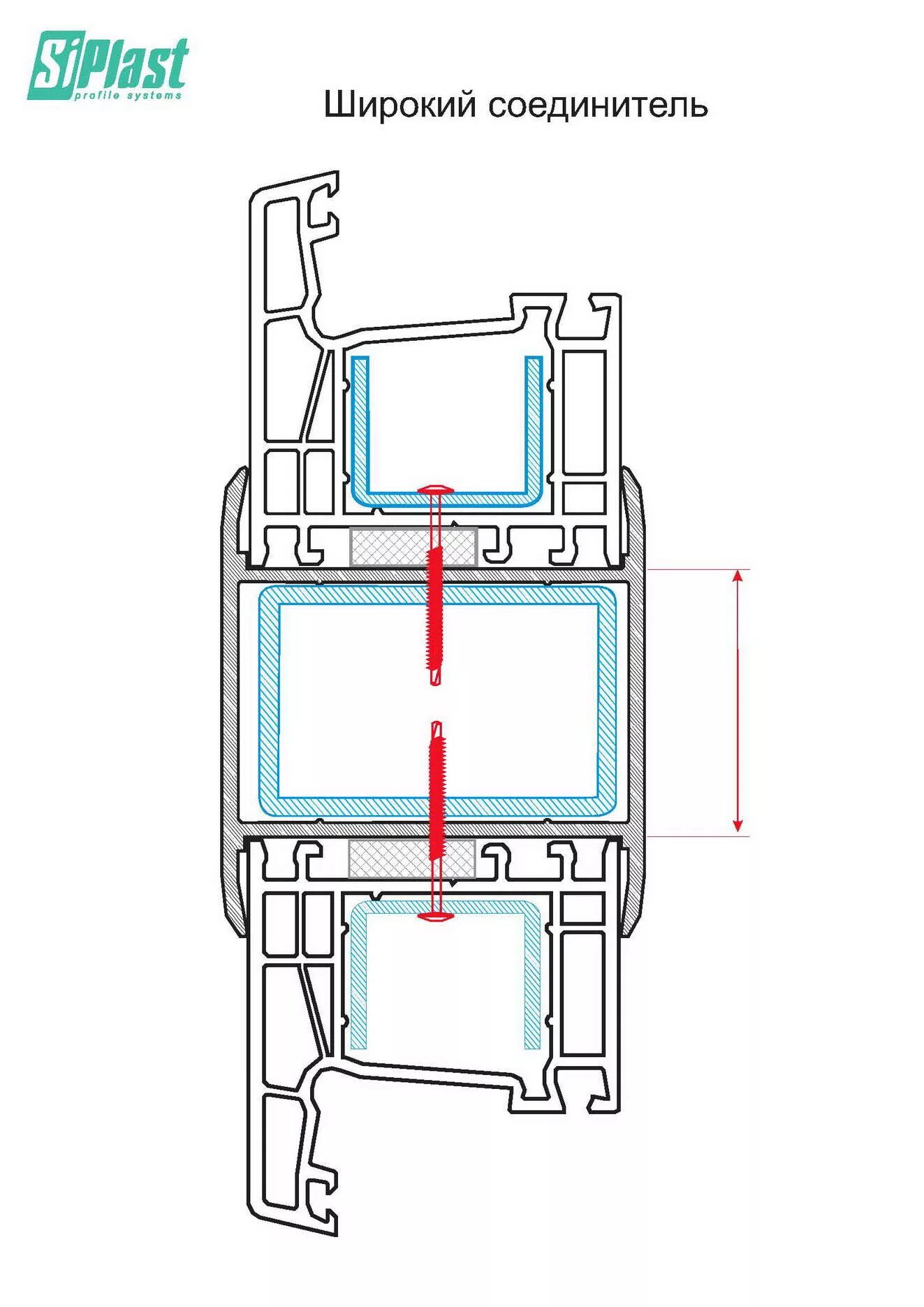 Стык пластиковых окон. Соединитель ПВХ окон 116.003.