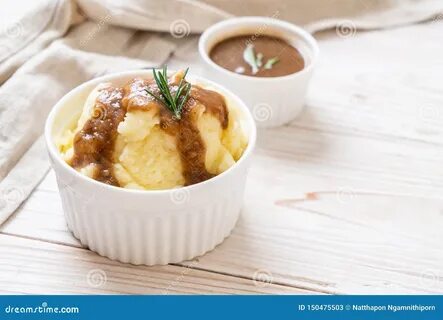 Mashed Potatoes With Gravy Sauce Stock Image - Image of mash, cooked: 150475503