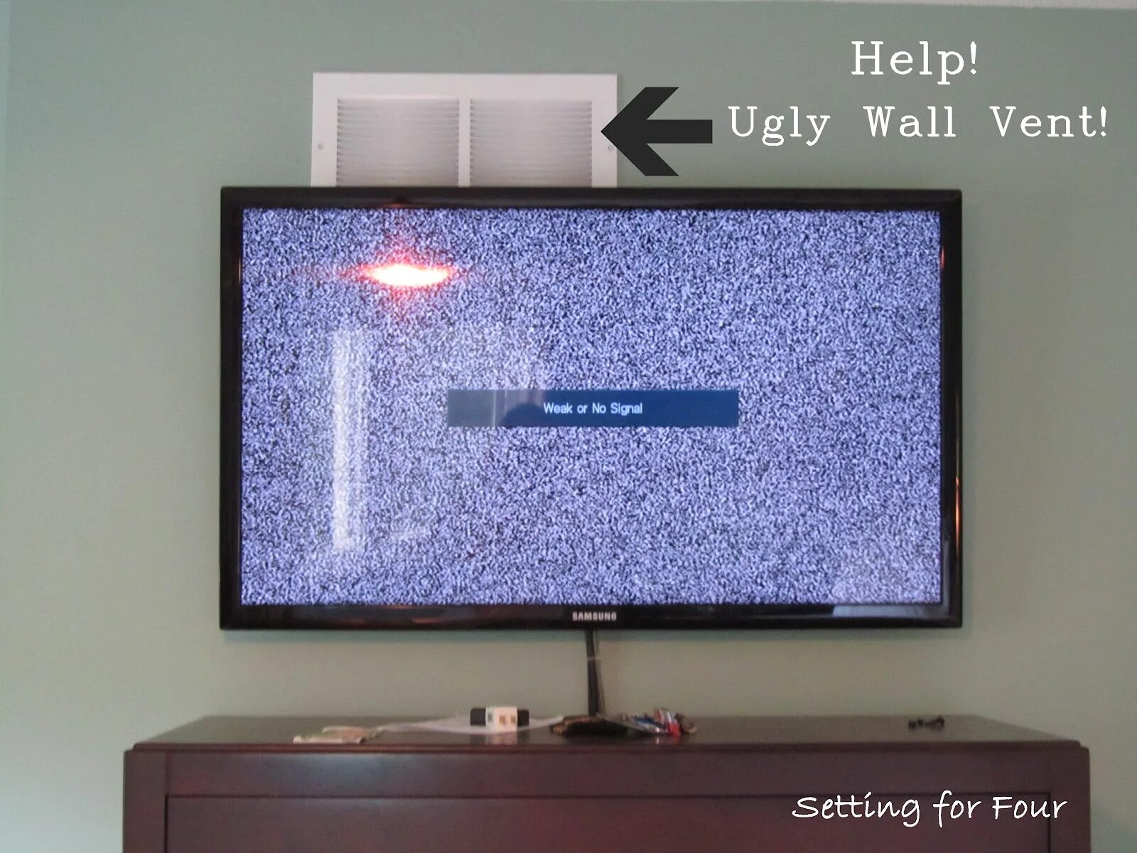 The only wall. TV on Wall. Wall Vent ps102. Wall strip Vent.