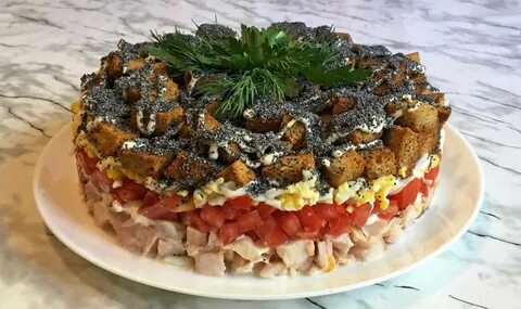 Салат под кайфом с копченой курицей курица