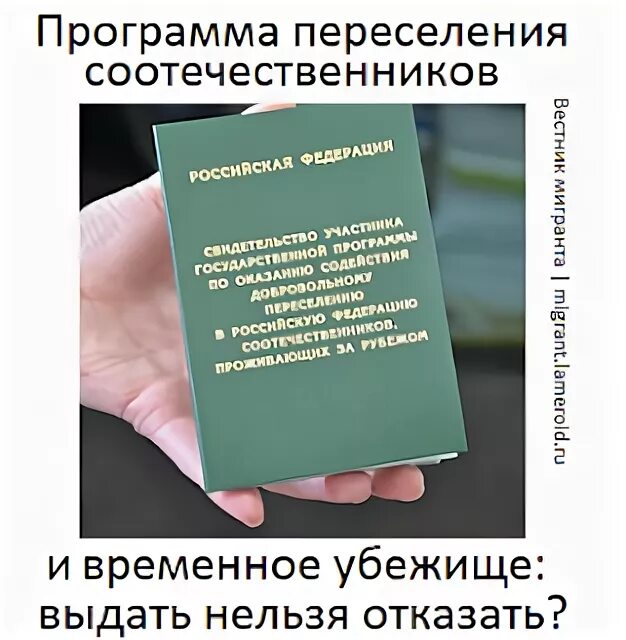 Документы соотечественника. Переселение соотечественников. Свидетельство участника государственной программы переселения. Свидетельство о предоставлении временного убежища.