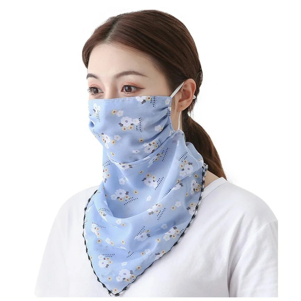 Шарф маска. Маска и платок на шее. Женская маска-шарф для лица.