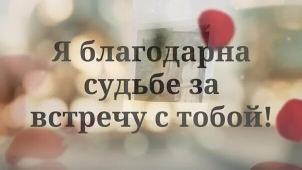 Я благодарна судьбе за встречу с тобой. Спасибо судьбе за тебя. Я благодарна судьбе за тебя. Рад что встретил тебя.