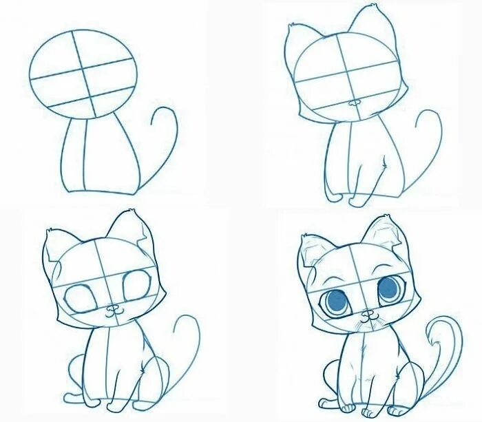 Рисовать поэтапно котиков. Поэтапное рисование котика. Пошаговое рисование котенка. Котята карандашом для начинающих. Как нарисовать кота поэтапно.