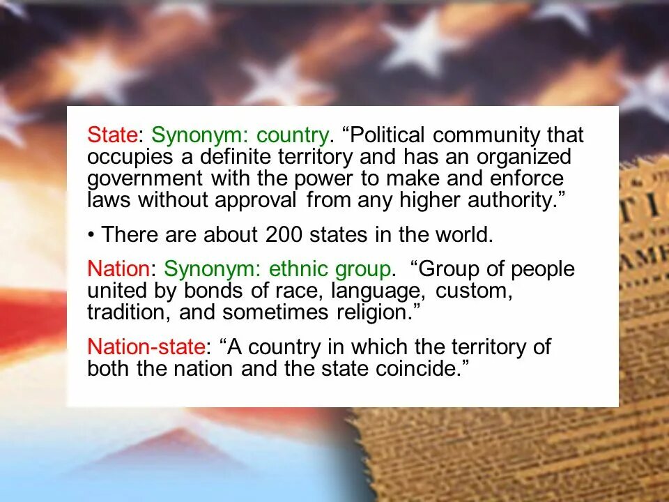 Principles of government. Country synonyms. synonyms to state. government synonyms. what territory does the country occupy ответы.