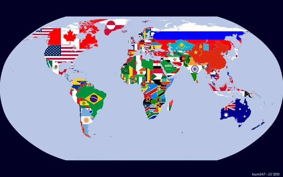 Карта с флагами. Карта самой маленькой страны