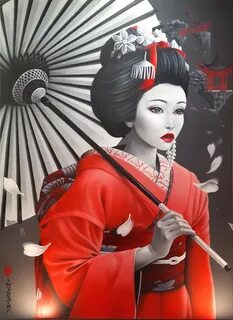 Nikita, Geisha, Painting on canvas. 