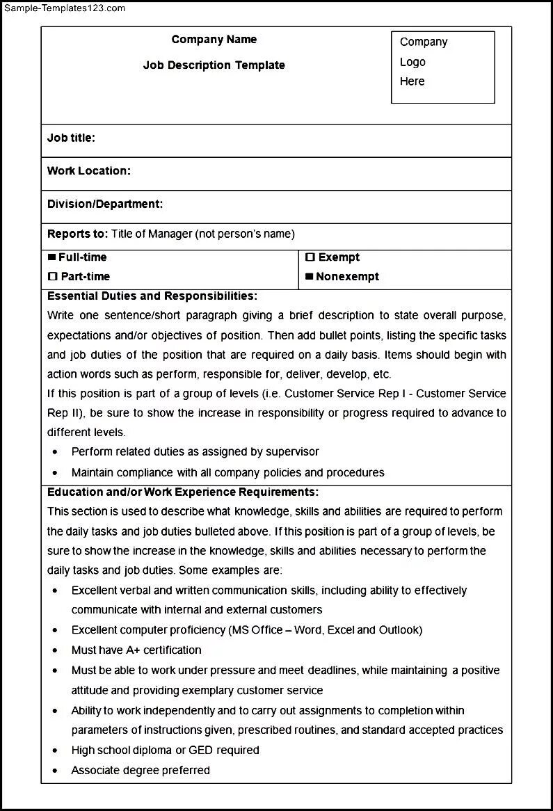 Job description. Job description пример. Job description Sample. Job description Template. Form description