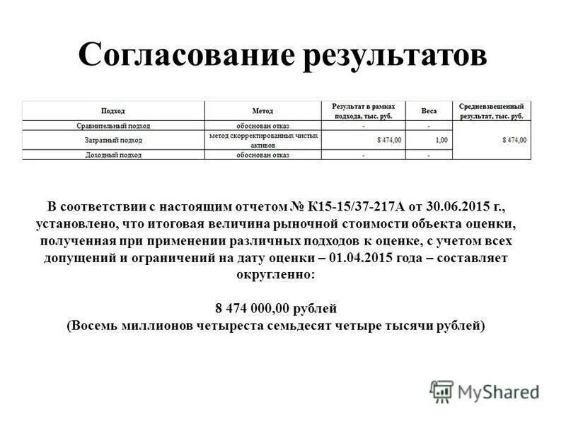 Согласование результатов методы