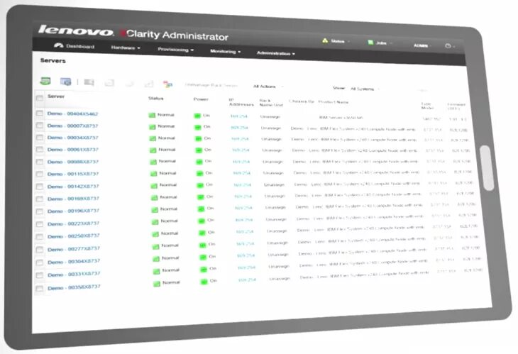 Admin connected. Lenovo XCLARITY Administrator.