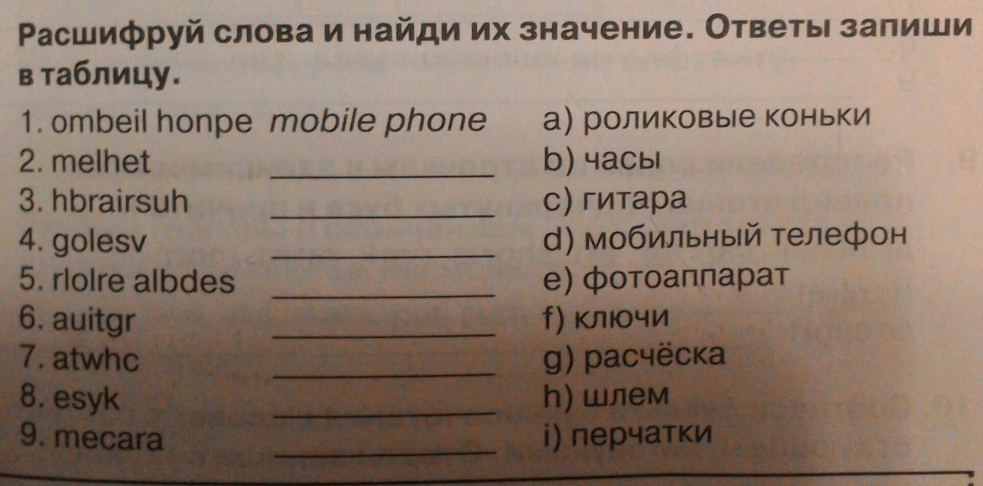 Задание расшифруй слова по английскому языку шлем перчатки. Rlolre Albdes расшифровка.