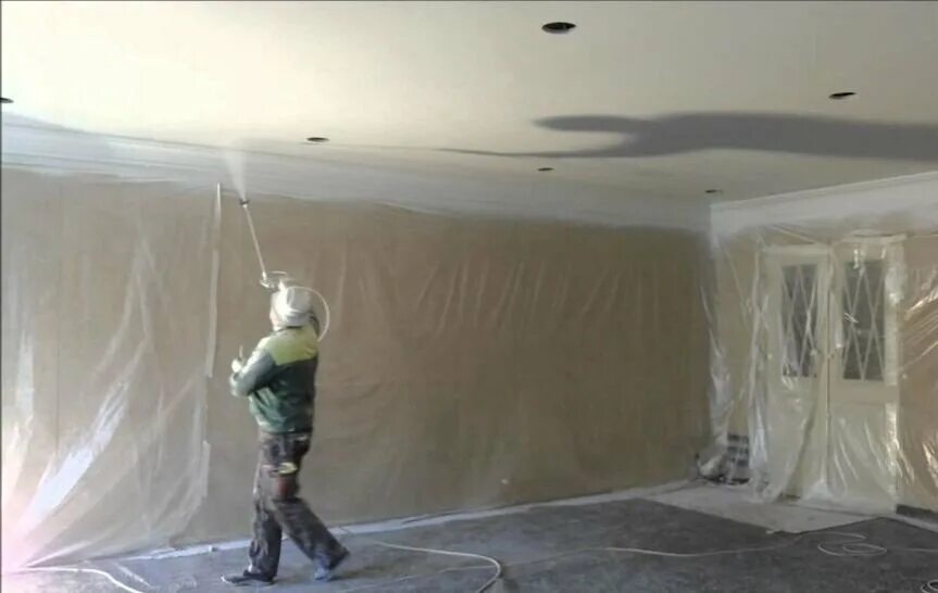 Подготовка помещения к ремонту цена. Механизированная шпаклевка потолка. Механизированная покраска потолка. Механизированная побелка стен. Механизированная побелка потолков.