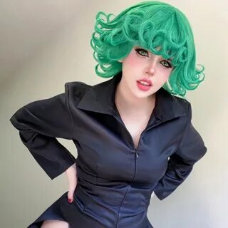 One Punch Man Terrible Tornado Senritsu no Tatsumaki Short Green Cosplay Wi...