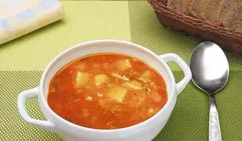 Суп с рисом и томатной пастой
