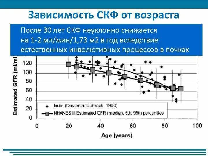 Возраст зависимое. Скорость клубочковой фильтрации с возрастом. Зависимость СКФ от возраста. Снижение скорости клубочковой фильтрации. Скорость клубочковой фильтрации норма у женщин.