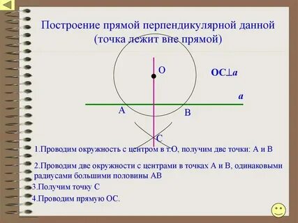 Как провести прямую перпендикулярную данной через точку