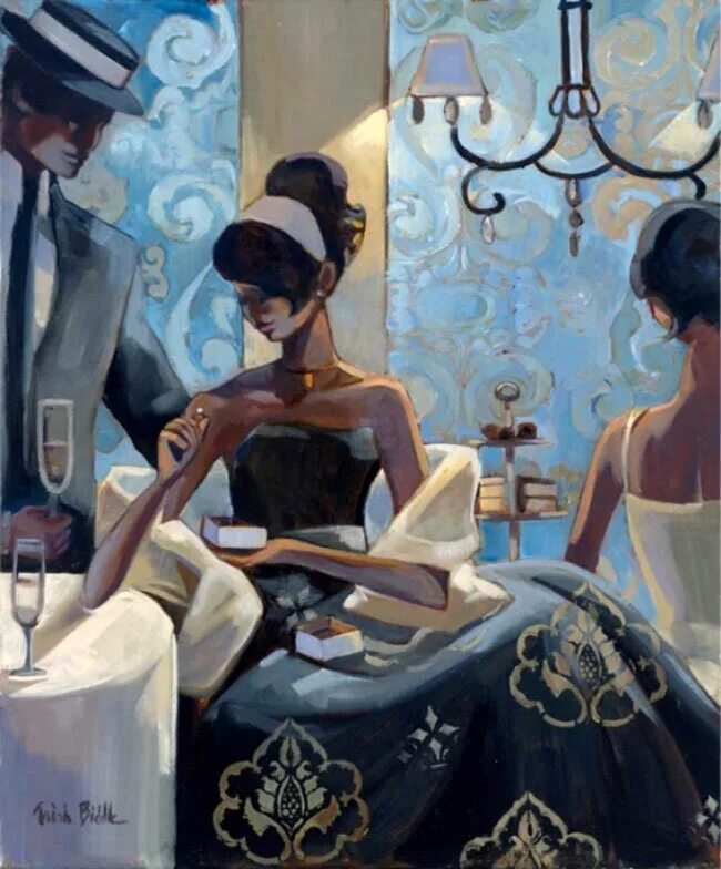 Дама в шляпе. Художница триш биддл картины. Художник триш биддл. Живопись роскошь. Картины художников роскошь.