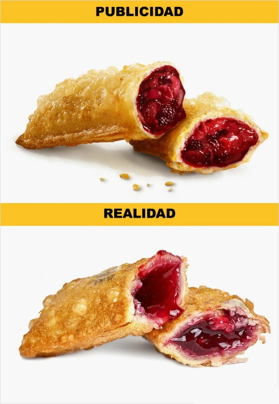 Реклама и реальность еда. Пирожок с вишней макдональдс. Еда в рекламе и в жизни. Пирожки с вишней. Реальность в рекламе