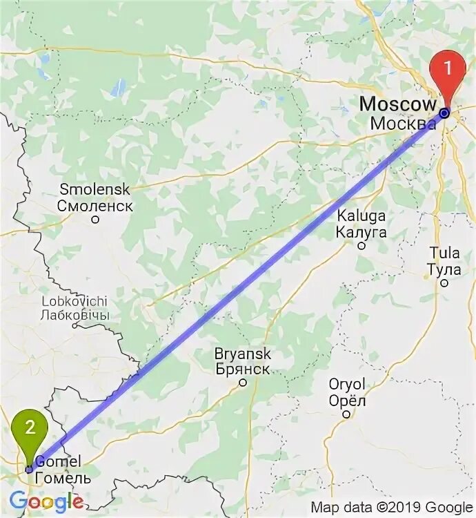 Сколько от брянска до гомеля