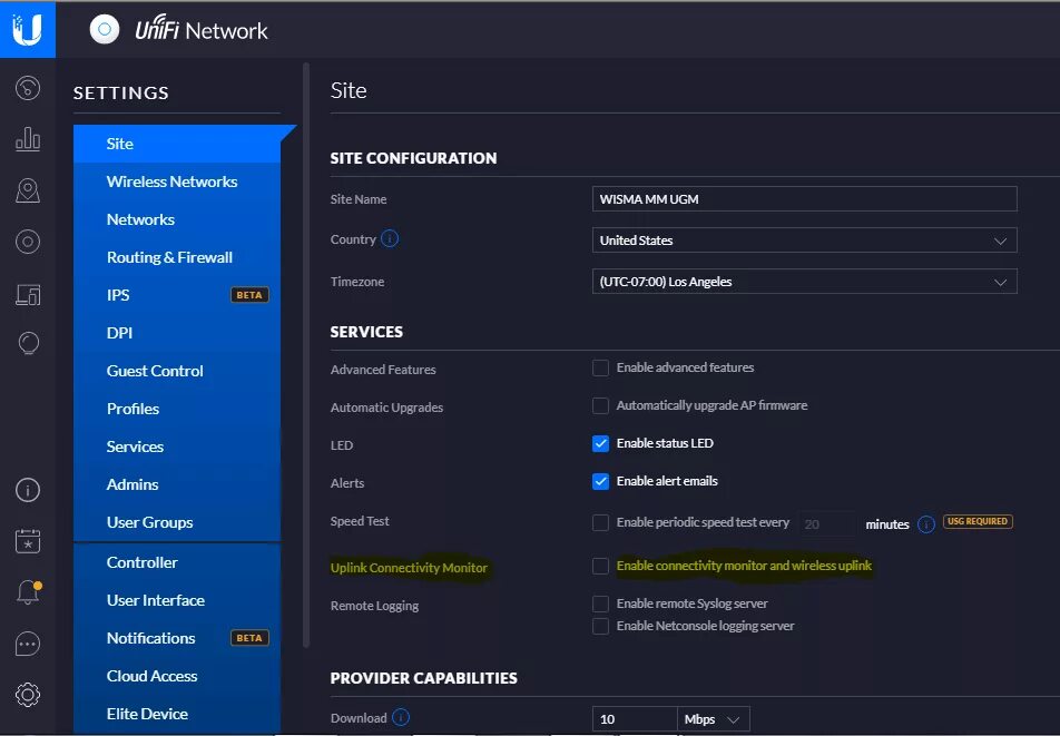 Enable monitor. Enable connectivity monitor and wireless uplink. unifi network. unifi monitoring. как перезагрузить unifi контроллер.