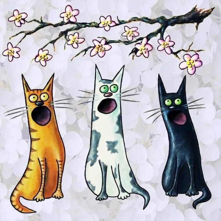 Нарисованные коты. Рисунки котов. Весенние котики рисунки. Март кошки картинки смешные