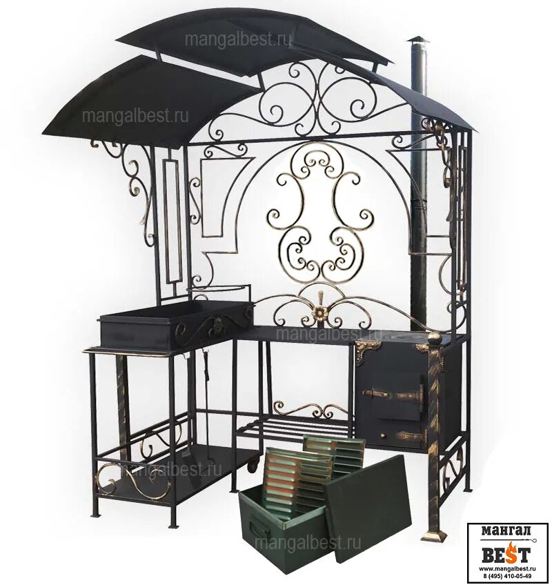 кованый мангал с крышей "модерн плюс". мангал с крышей "абсолют плюс". мангал-беседка см27. роял велфорт мангал. мангал медея.