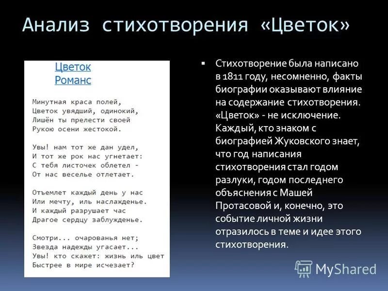 Анализ стиха цветок