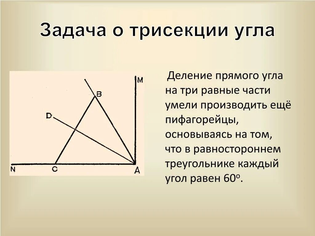 То на что делят 8 букв. Решение задачи три секции угла. Задача о трисекции угла. Задача о трисекции угла Архимед. Решение задачи о трисекции угла.