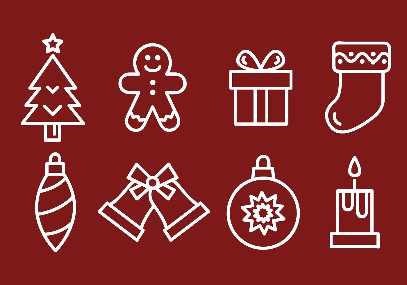 Символ всего нового. Новогодние значки. Новый год пиктограмма. Атрибуты Рождества. Новогодние векторные иконки.