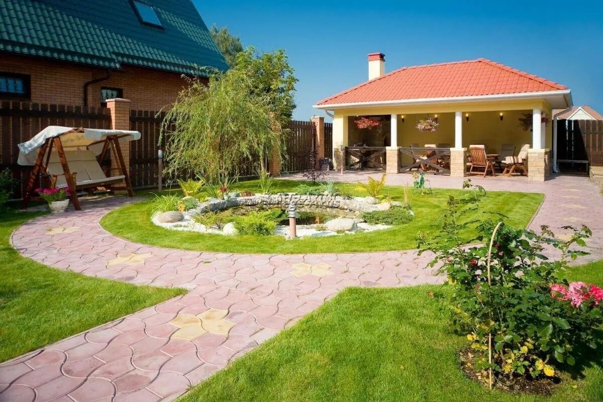 Красивый двор. Миксбордер вокруг патио. Обустройство территории загородного дома. Лорн хэнкок ландшафтный дизайнер. Благоустройство территории частного.