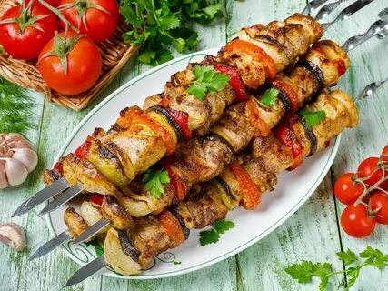 Шашлык свинина с овощами