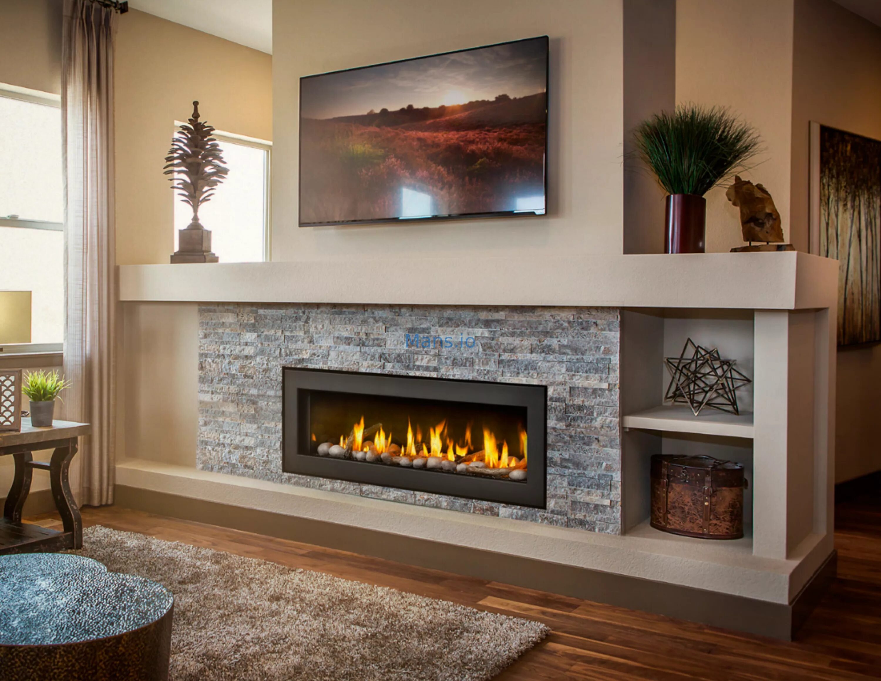 Gibson Living LW2060WL-GL 60 in. GL2060WL Reno Log Built in Recessed Wall Mounte