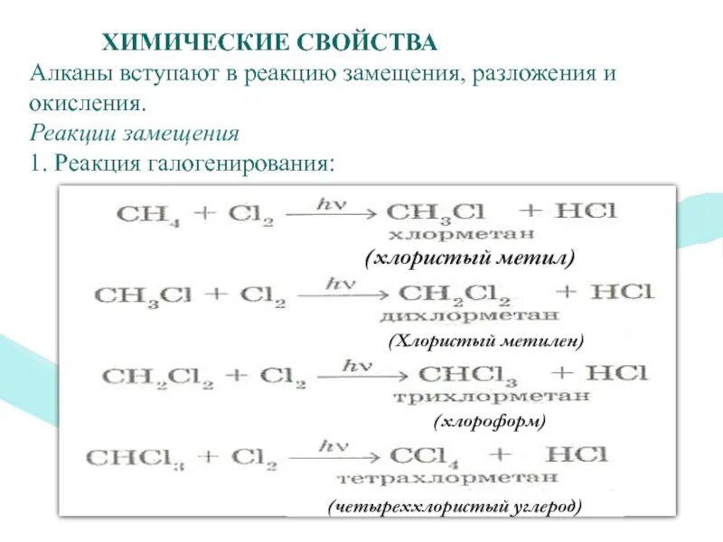 Алканы не вступают в реакции