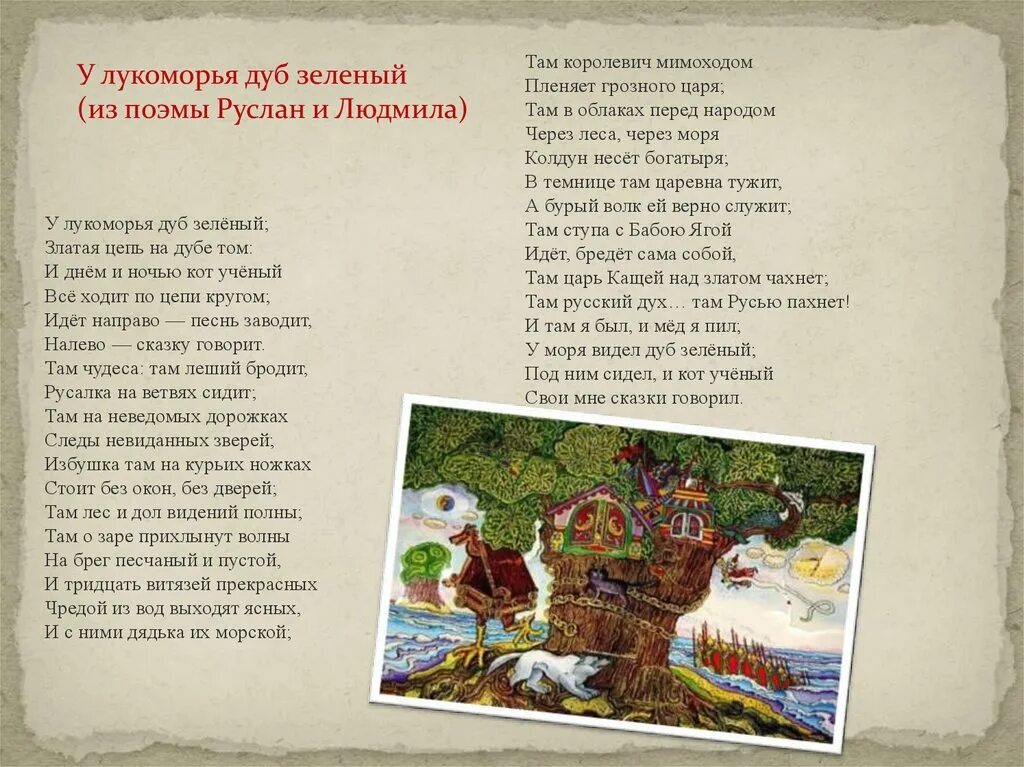 Стихотворение цепь на дубе том. Пушкин у Лукоморья дуб. Пушкина у Лукоморья дуб зеленый. У Лукоморья стихотворение. У Лукоморья дуб зеленый стих.